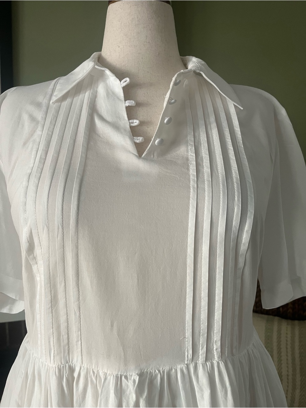 ELOQUII White Cotton Eyelet Midi Dress | Pintuck Shirt Dress | Size 20 - Picture 3 of 11